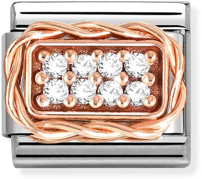 Nomination Classic Rose Gold Pave Setting With White Cubic Zirconia Charm