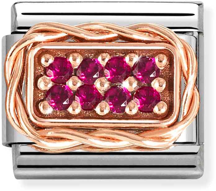 Nomination Classic Rose Gold Pave Setting With Red Cubic Zirconia Charm