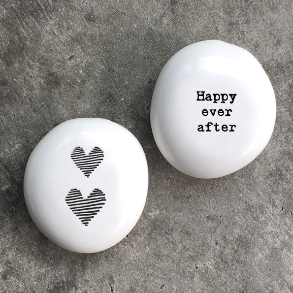 East of India Porcelain Pebble - Two Hearts/Ever After
