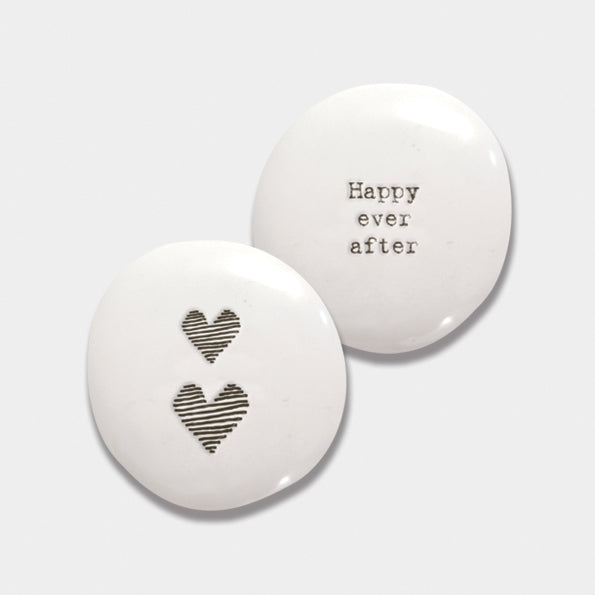 East of India Porcelain Pebble - Two Hearts/Ever After