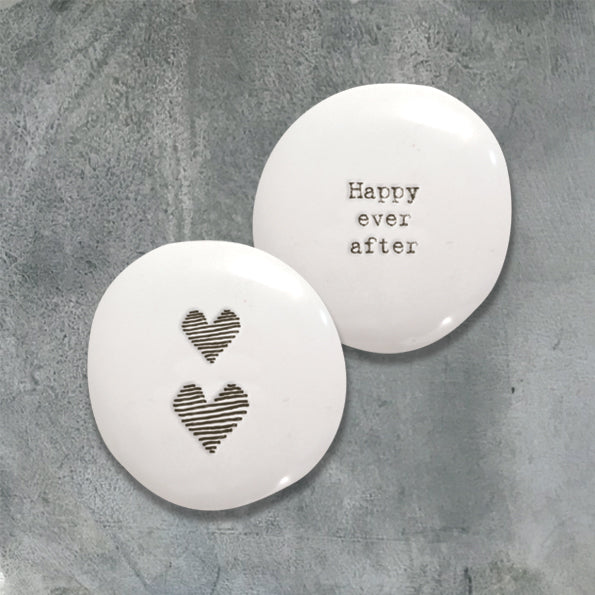 East of India Porcelain Pebble - Two Hearts/Ever After