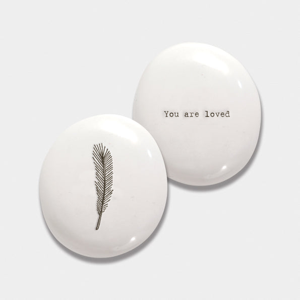 East of India Porcelain Pebble - Feather/You Are Loved