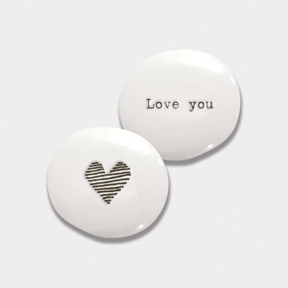 East of India Porcelain Pebble - Heart/Love You