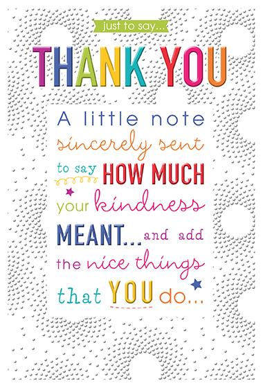 Words & Wishes 'Thank You A little Note Sincerely Sent' Thank You Card