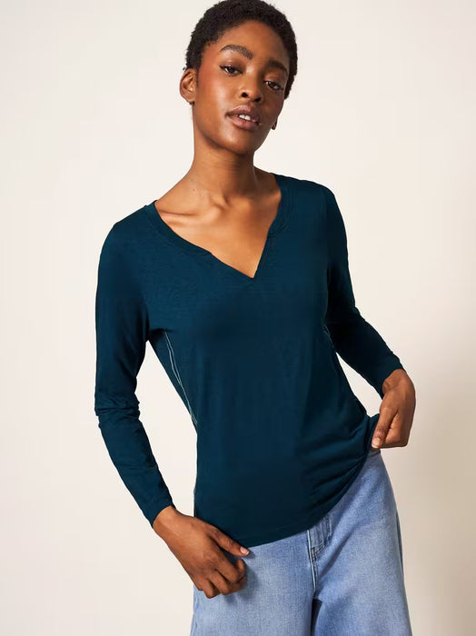 White Stuff Women's Nelly Nep Long Sleeve T-Shirt In Dark Navy