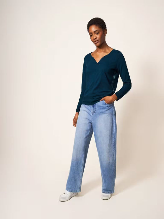 White Stuff Women's Nelly Nep Long Sleeve T-Shirt In Dark Navy