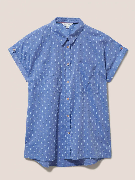 White Stuff Women's Blue Ella Organic Cotton Shirt