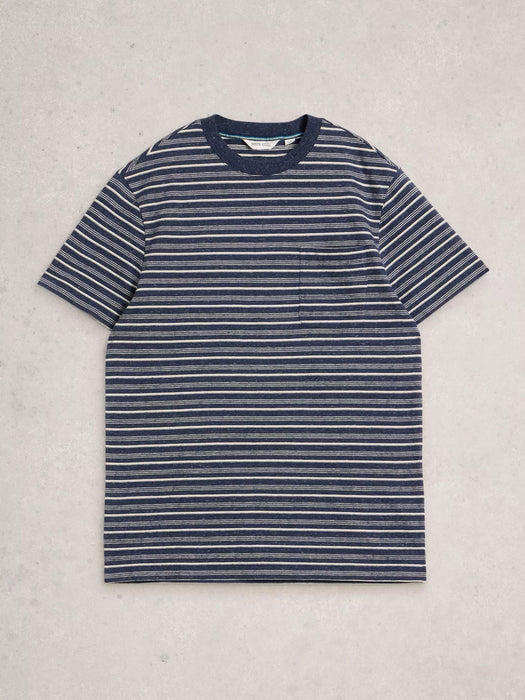 White Stuff Men's Abersoch SS Stripe Tee In Dark Navy