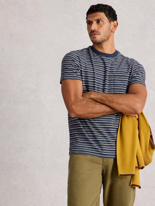 White Stuff Men's Abersoch SS Stripe Tee In Dark Navy