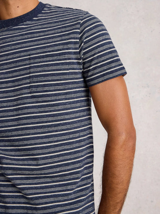White Stuff Men's Abersoch SS Stripe Tee In Dark Navy