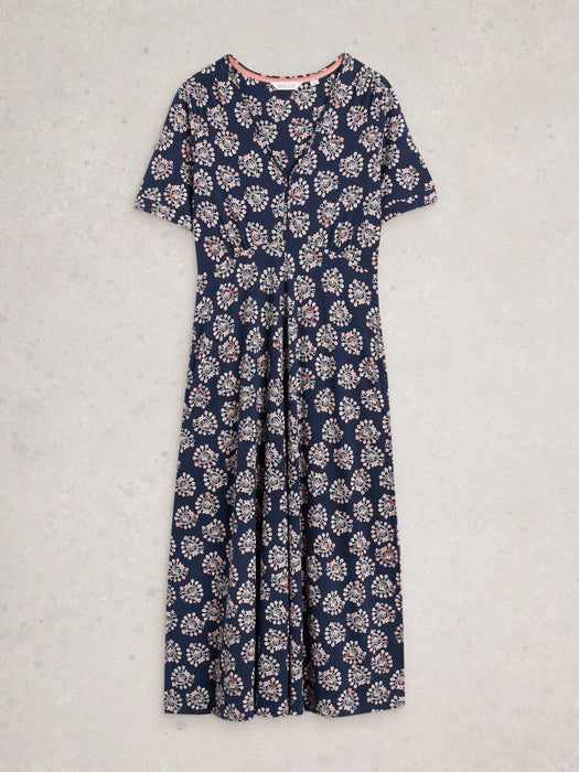 White Stuff Women's Megan Jersey Midi Dress In Navy Print
