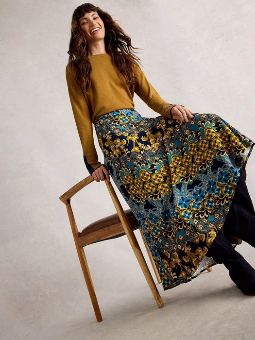 White Stuff Women's Hope Bias Cut Maxi Print Skirt In Navy Multi