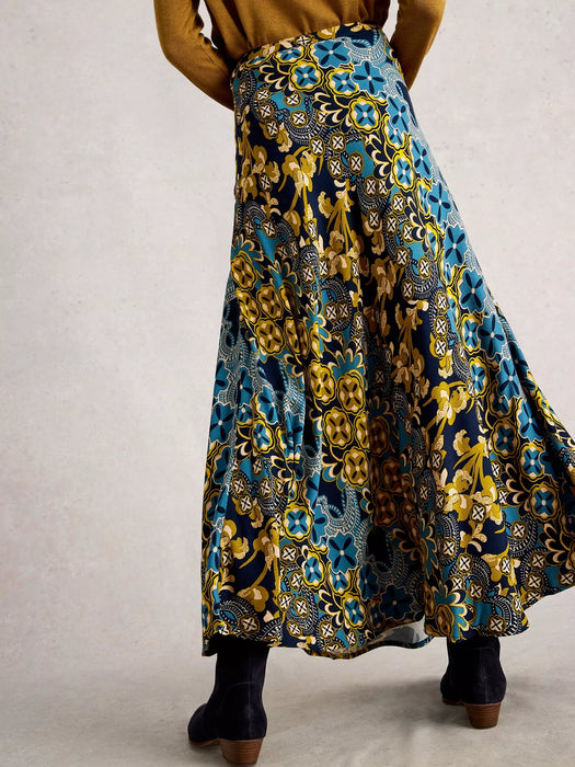 White Stuff Women's Hope Bias Cut Maxi Print Skirt In Navy Multi