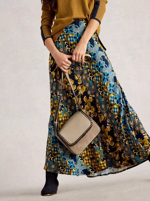 White Stuff Women's Hope Bias Cut Maxi Print Skirt In Navy Multi