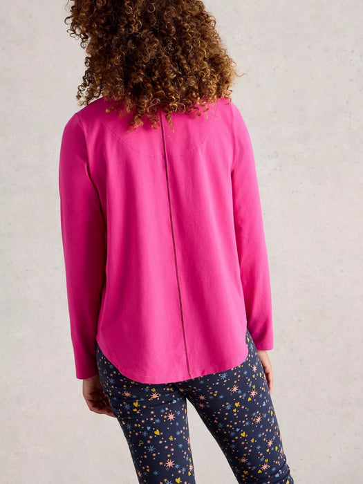 White Stuff Women's Eva Jersey PJ Top In Bright Pink