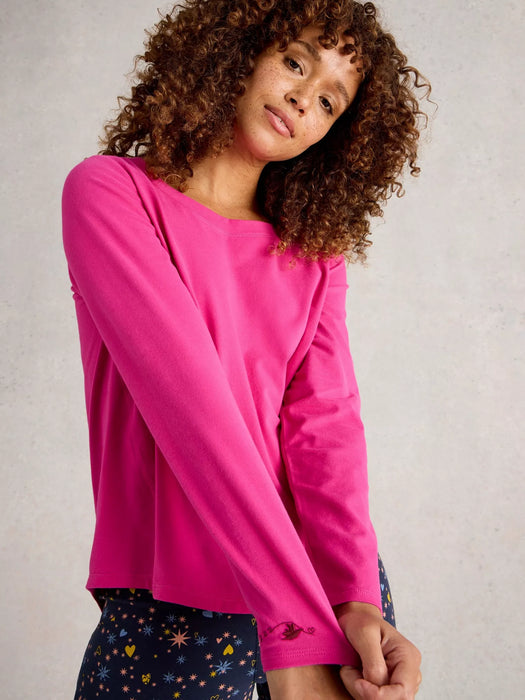 White Stuff Women's Eva Jersey PJ Top In Bright Pink