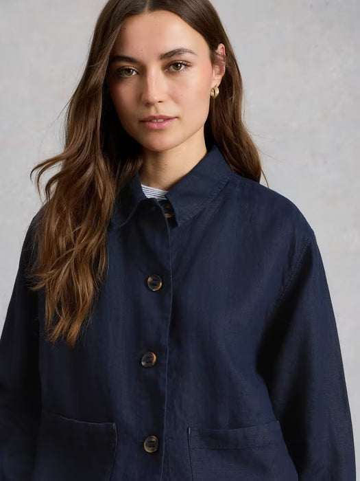 White Stuff Women's Isabel Linen Jacket In Dark Navy