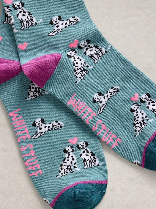 White Stuff Women's Novelty Dalmatian Ankle Sock In Mid Blue