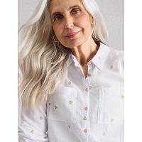 White Stuff Women's Sophie Organic Cotton LS Shirt In Ivory Multi