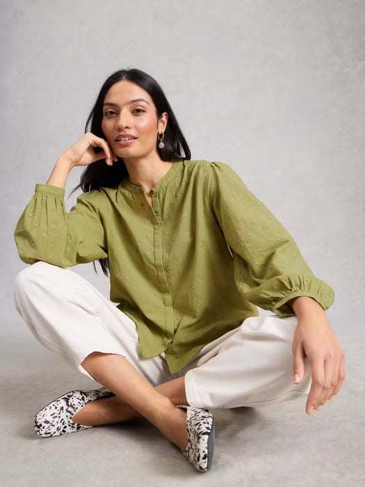 White Stuff Women's Lana LS Top In Mid Green