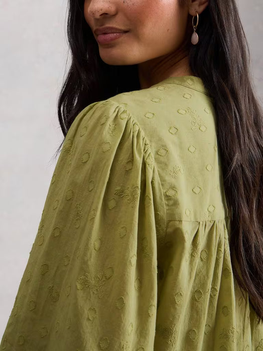 White Stuff Women's Lana LS Top In Mid Green