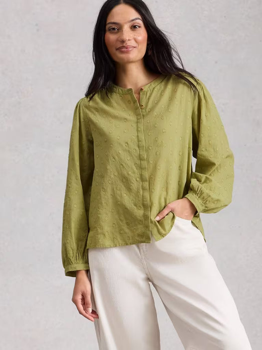 White Stuff Women's Lana LS Top In Mid Green