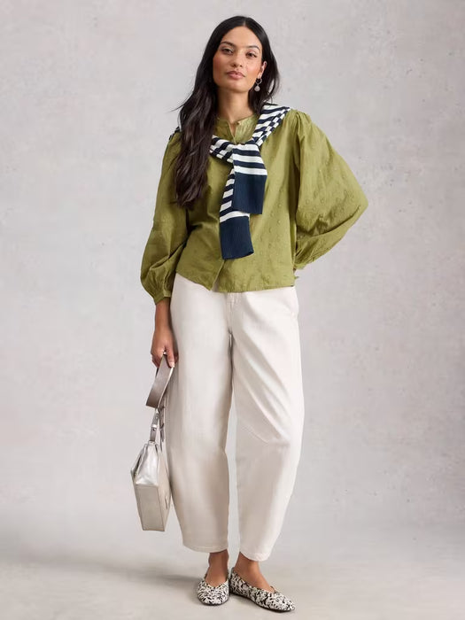 White Stuff Women's Lana LS Top In Mid Green