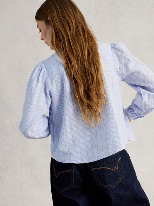 White Stuff Women's Sammy Smock LS Top In Blue Multi