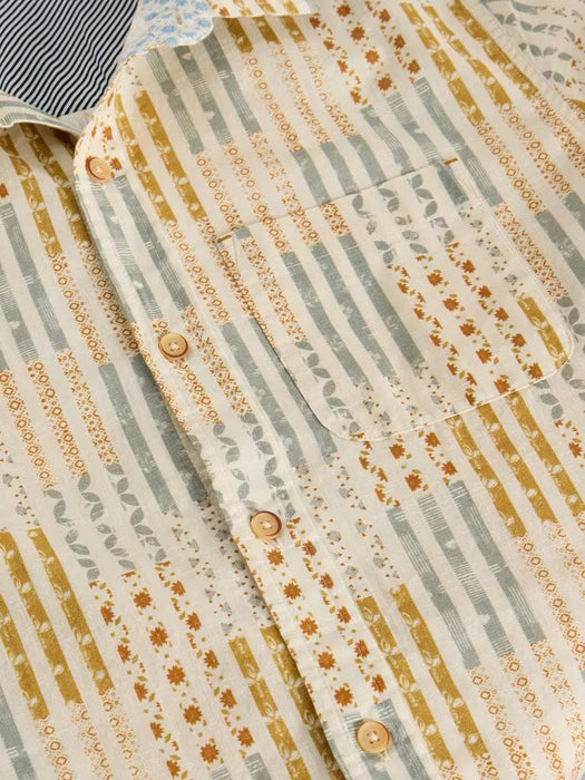 White Stuff Men's Finsbury SS Patch Print Shirt In Yellow Print
