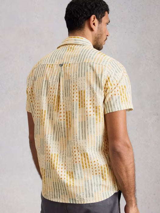 White Stuff Men's Finsbury SS Patch Print Shirt In Yellow Print