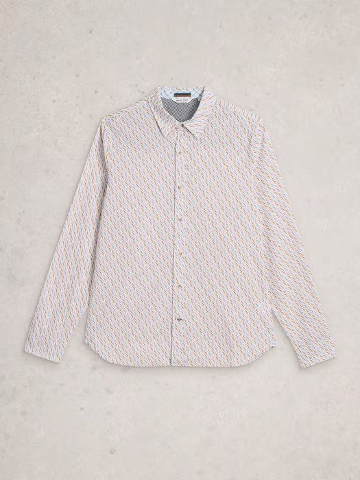 White Stuff Men's Salcombe LS Fish Print Shirt In White Print