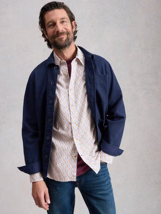 White Stuff Men's Salcombe LS Fish Print Shirt In White Print