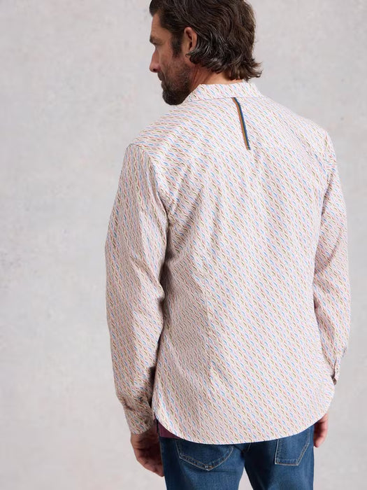 White Stuff Men's Salcombe LS Fish Print Shirt In White Print
