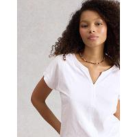 White Stuff Women's Nelly Embroidered SS Tee In Brilliant White