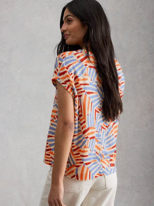 White Stuff Women's Iris Linen SS Tee In Natural Multi