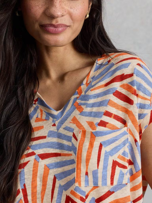White Stuff Women's Iris Linen SS Tee In Natural Multi