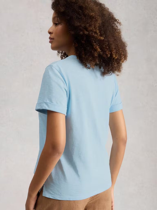 White Stuff Women's Gina Embroidered SS Tee In Mid Blue