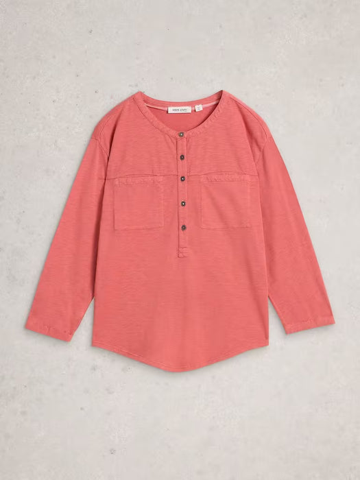 White Stuff Women's Beth 3/4 Sleeve Shirt In Mid Pink