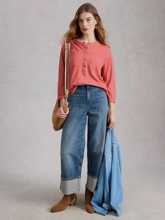 White Stuff Women's Beth 3/4 Sleeve Shirt In Mid Pink