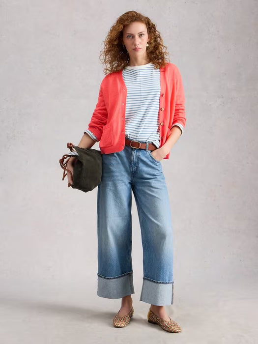 White Stuff Women's Nova Linen Blend Cardi In Mid Coral