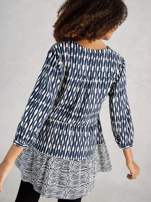 White Stuff Women's Marta SS Tunic In Navy Print