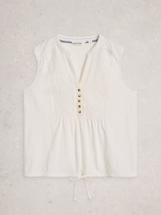 White Stuff Women's Peony Sleeveless Shirt In Brilliant White
