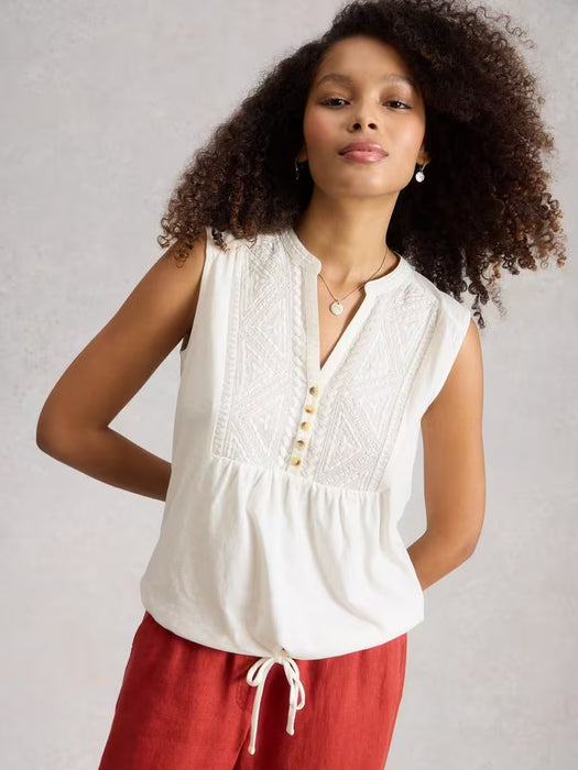 White Stuff Women's Peony Sleeveless Shirt In Brilliant White