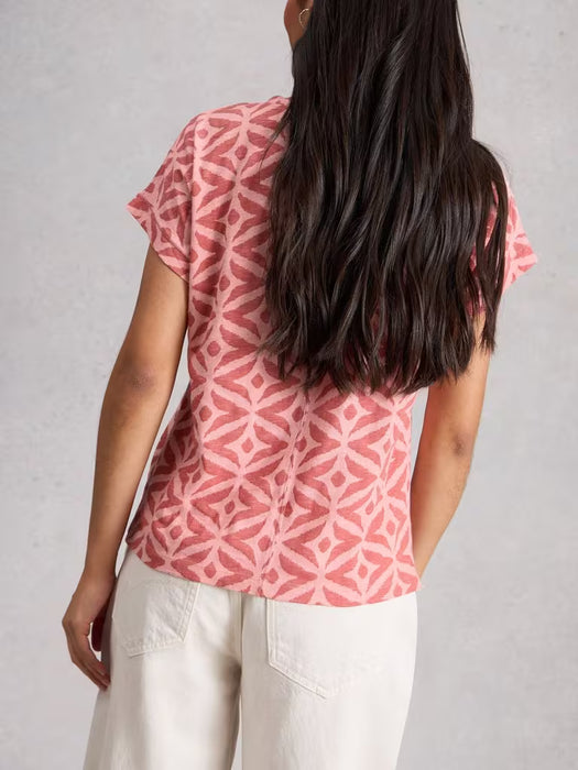 White Stuff Women's Nelly Embroidered SS Tee In Pink Multi