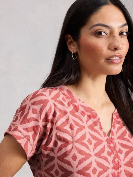 White Stuff Women's Nelly Embroidered SS Tee In Pink Multi