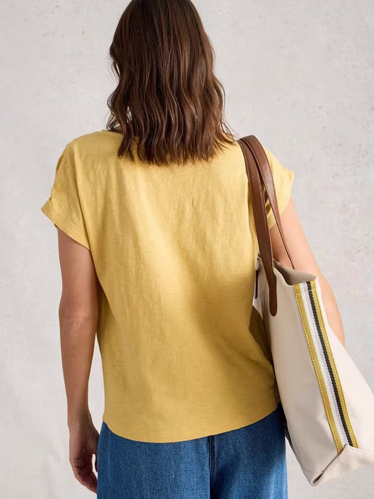 White Stuff Women's Rachel Ruched SS Tee In Light Yellow