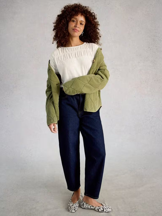 White Stuff Women's Rachel Ruched SS Tee In Natural White