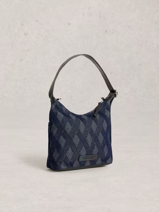 White Stuff Women's Mini Sophia Raffia Crossbody Leather Bag In Dark Blue