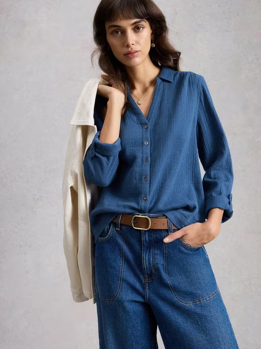 White Stuff Women's Annie Double Cloth In Dark Blue