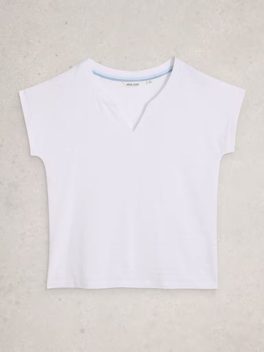 White Stuff Women's Nelly Notch Neck Tee In Brilliant White